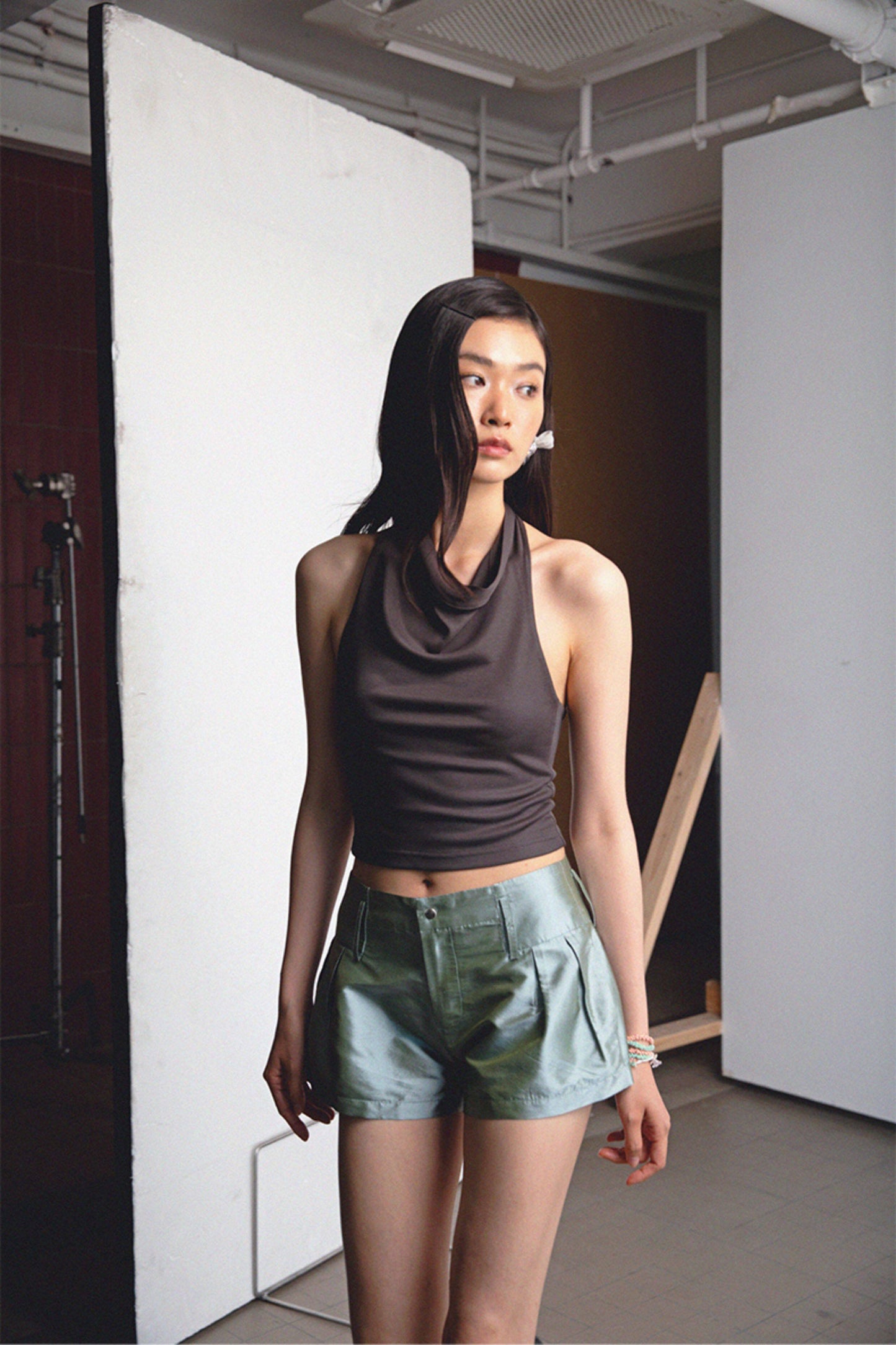 <cheap art label> Silk Low-Rise Shorts
