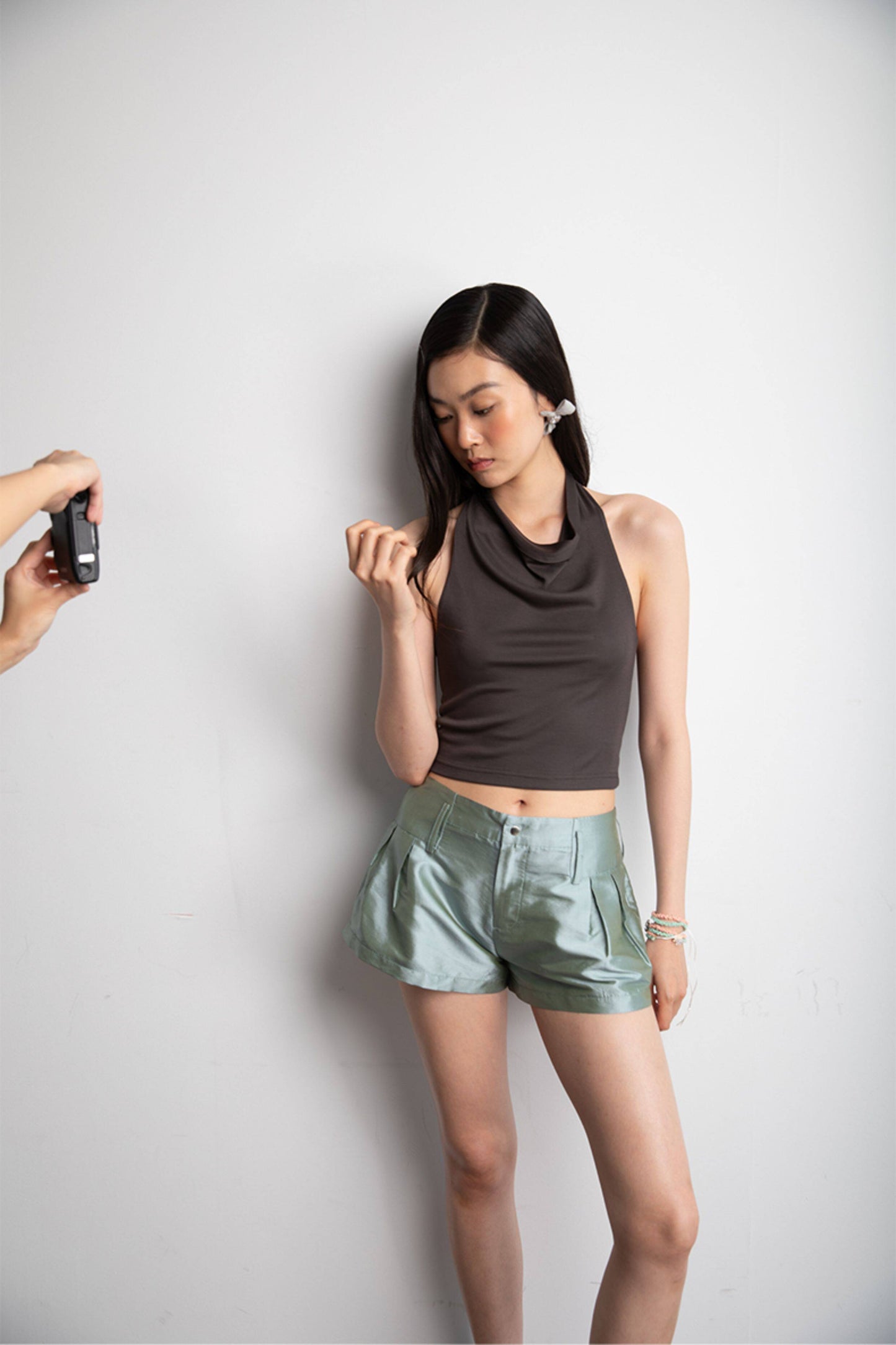 <cheap art label> Silk Low-Rise Shorts