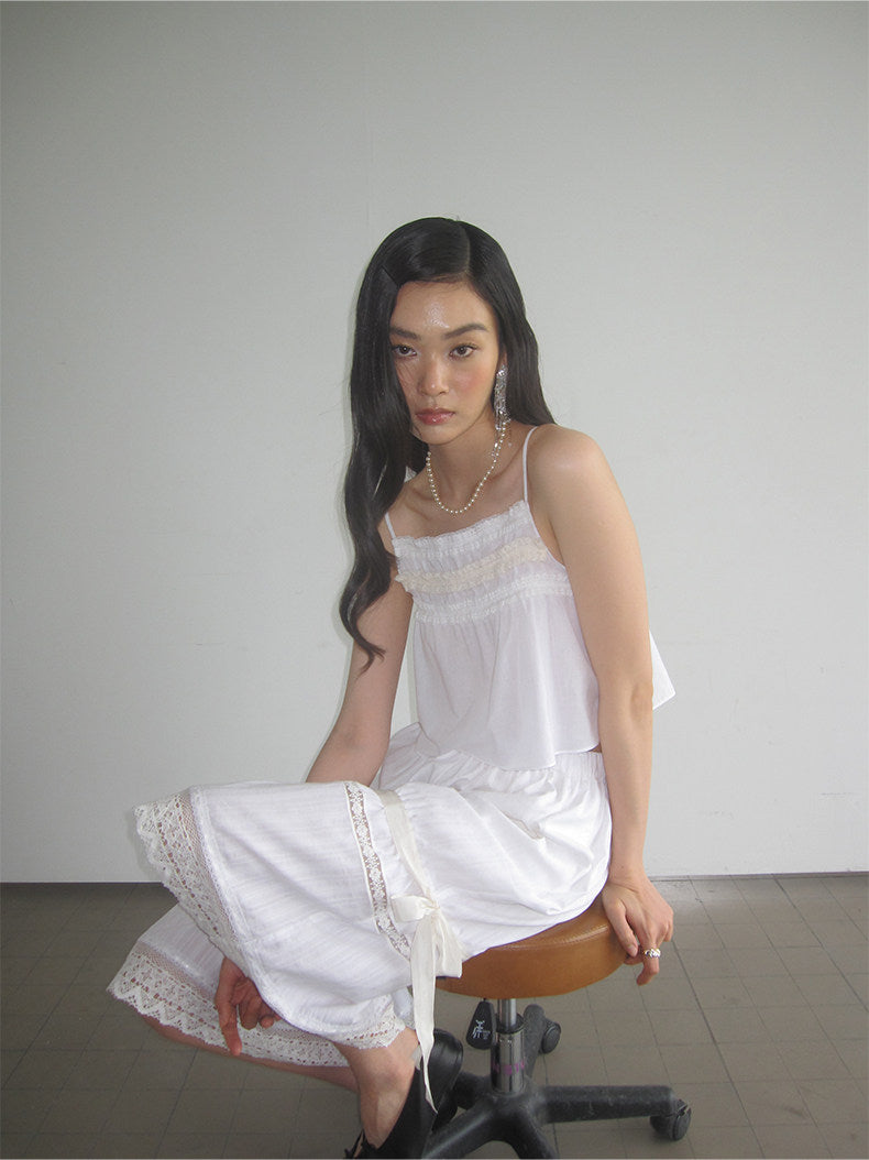 <cheap art label> Lace Cropped Pants