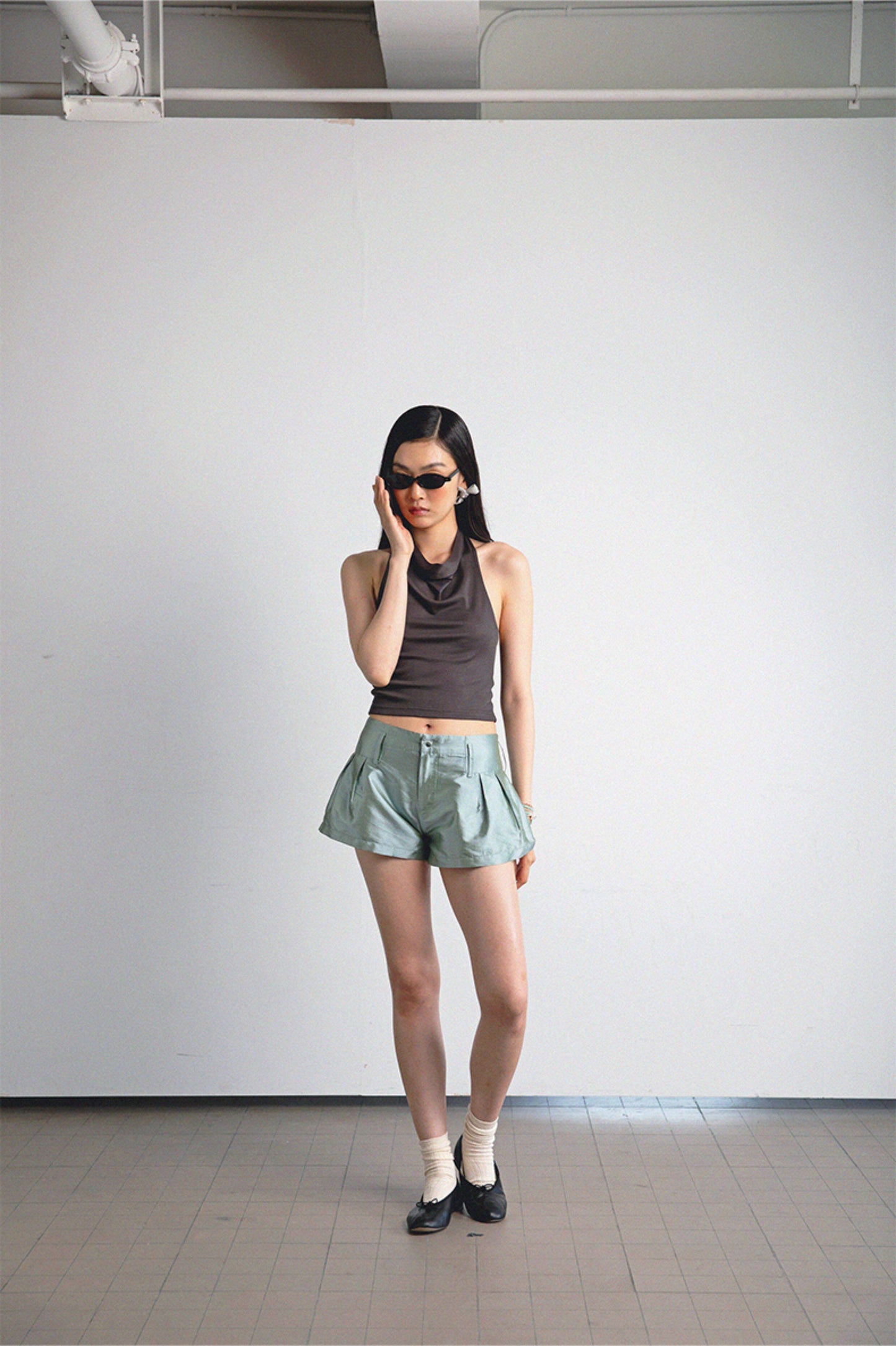 <cheap art label> Silk Low-Rise Shorts