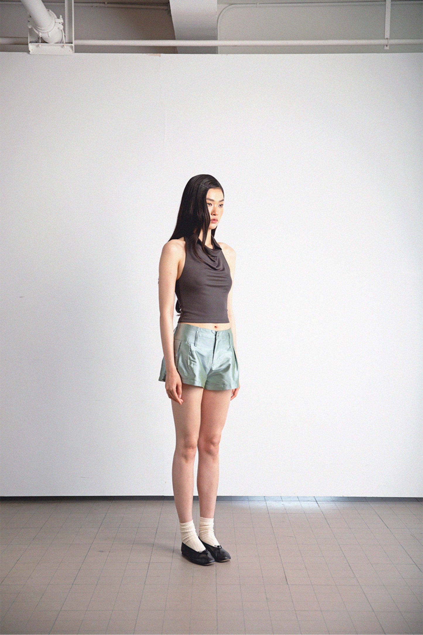 <cheap art label> Silk Low-Rise Shorts