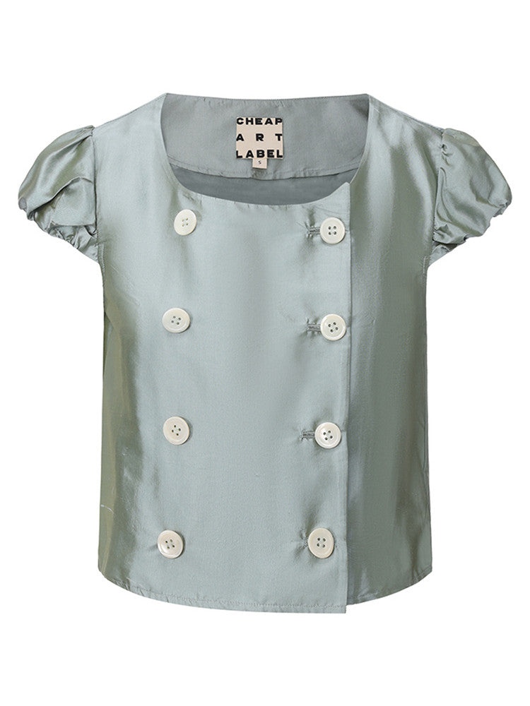 <cheap art label> Double-Breasted Silk Top