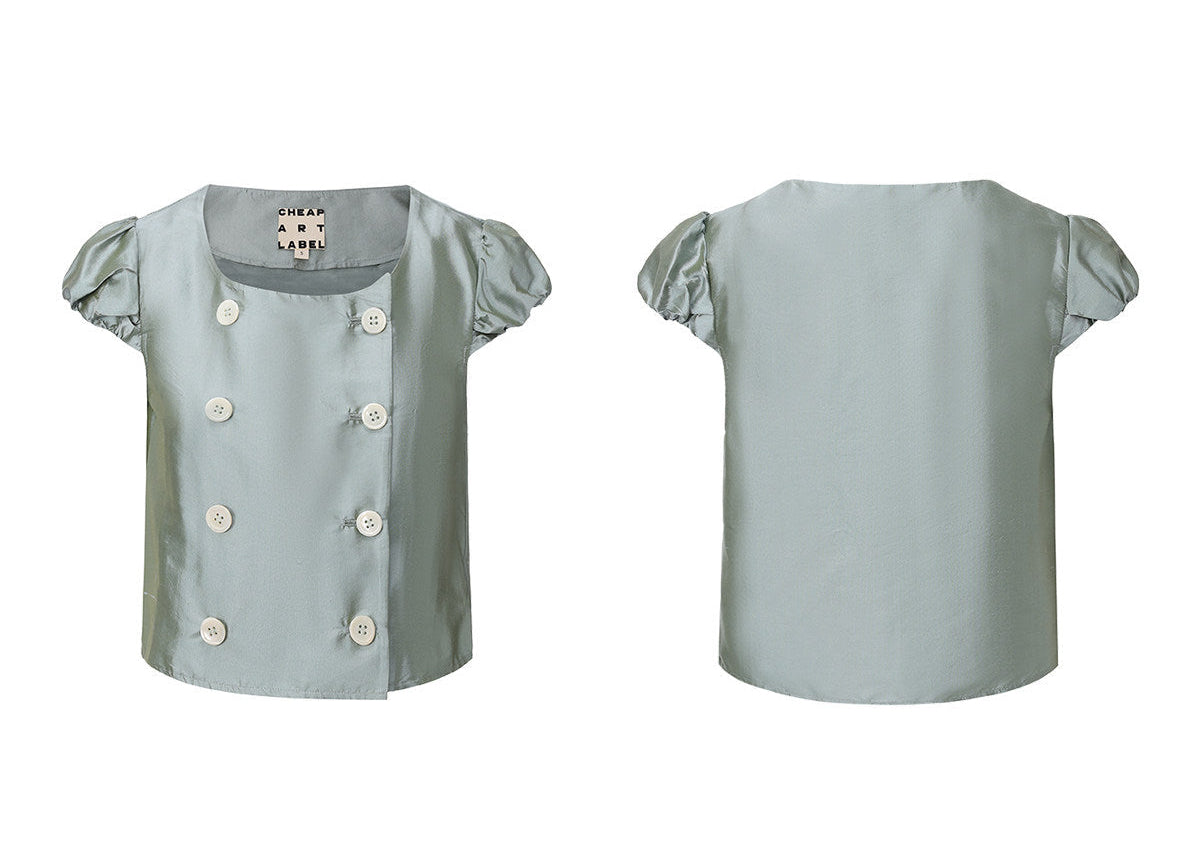 <cheap art label> Double-Breasted Silk Top