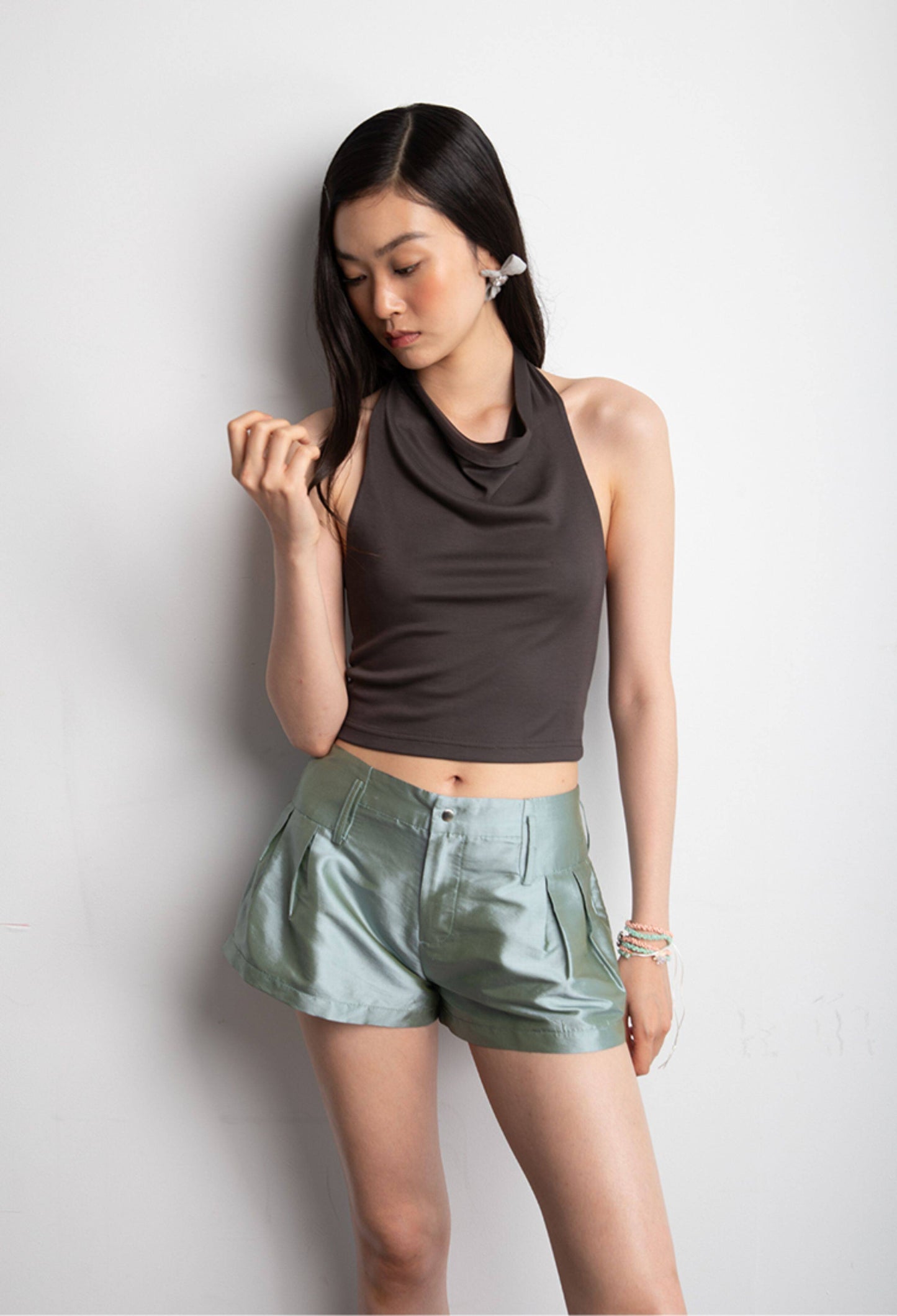 <cheap art label> Silk Low-Rise Shorts