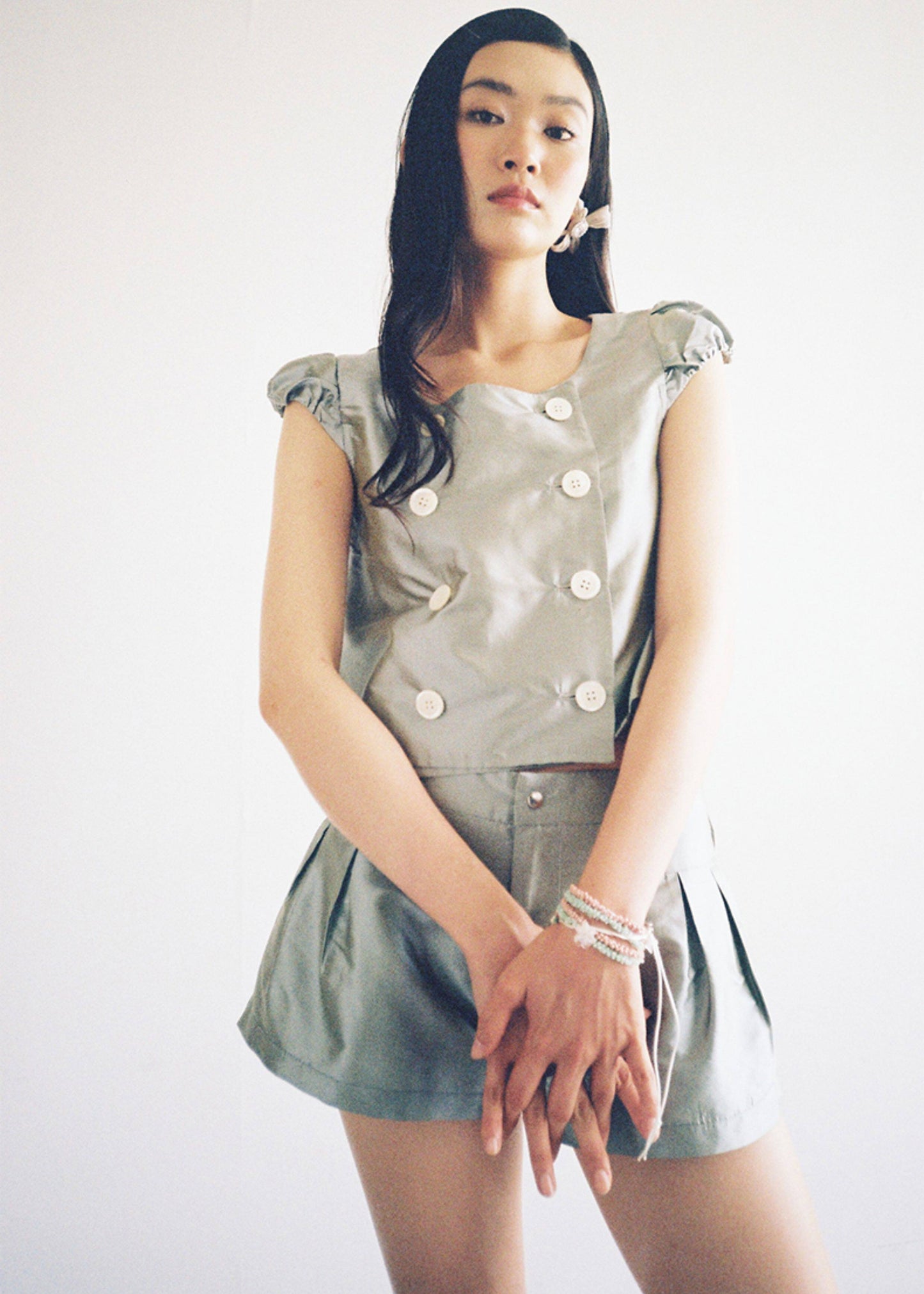 <cheap art label> Silk Low-Rise Shorts