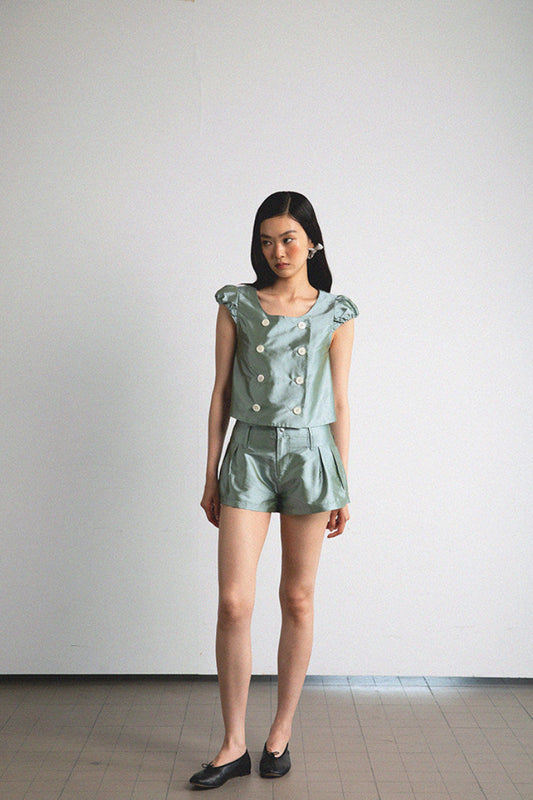 <cheap art label> Double-Breasted Silk Top