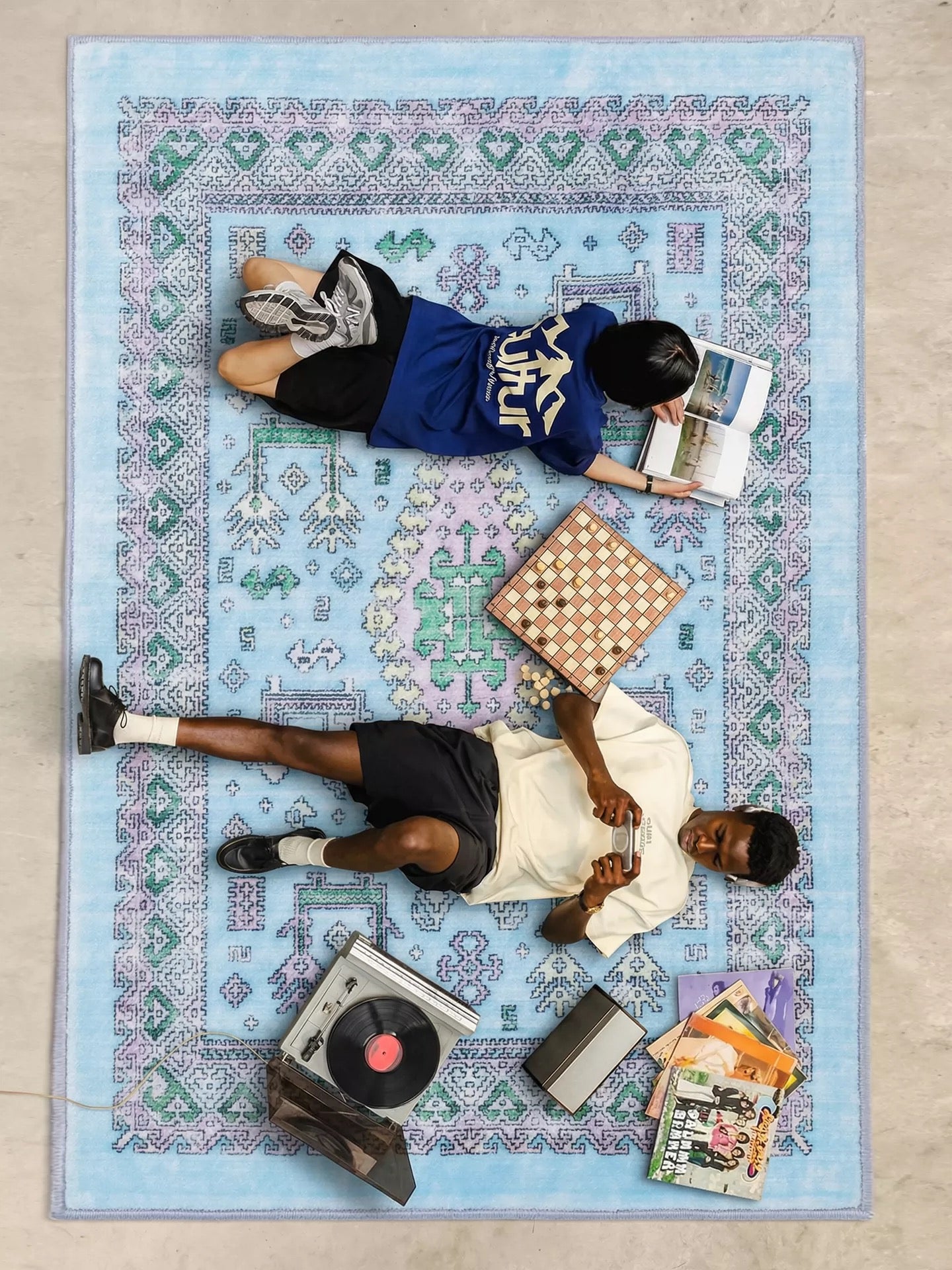 【TRIPPY】ブルーアートラグ