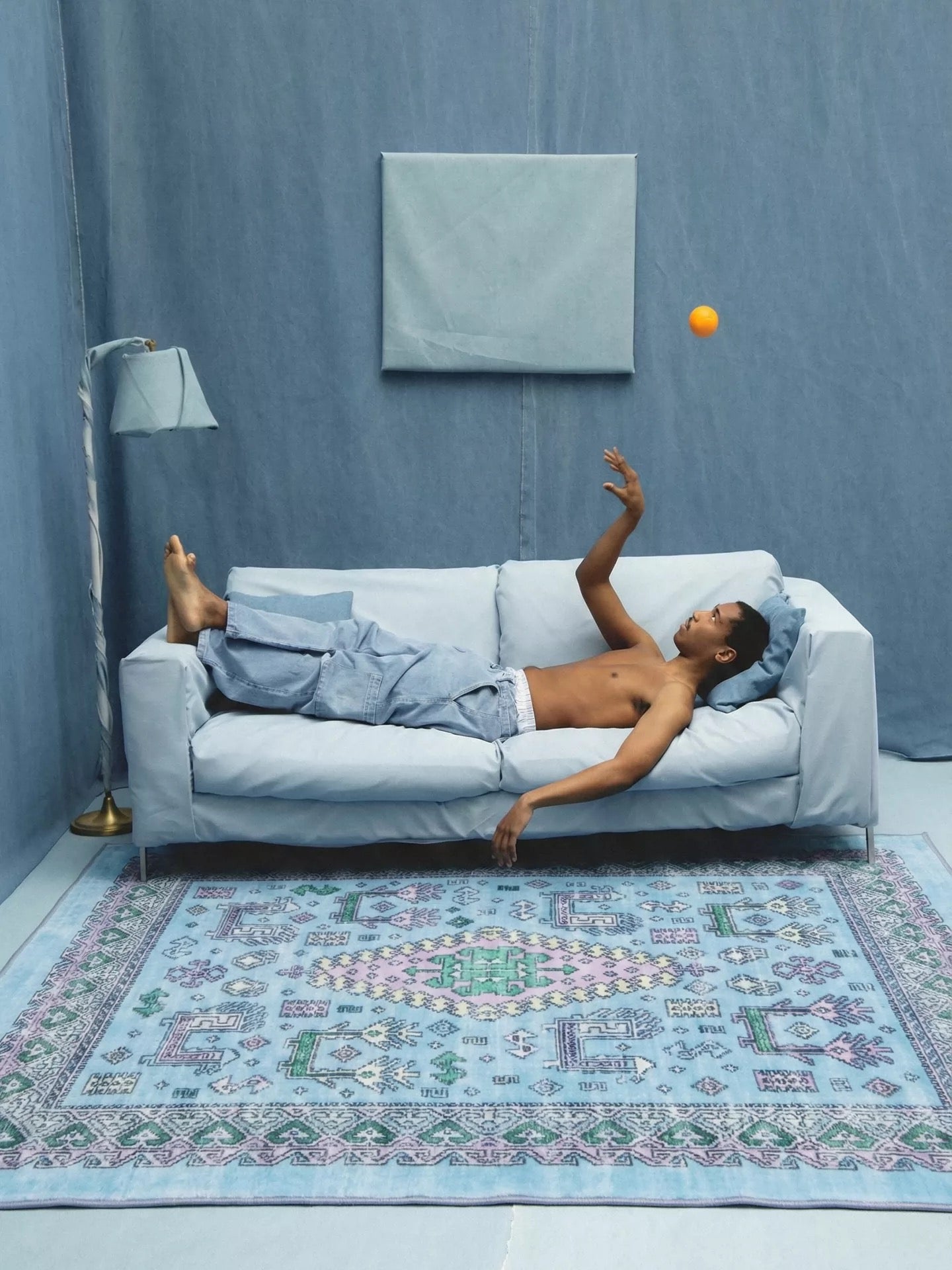 【TRIPPY】ブルーアートラグ