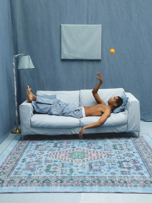 【TRIPPY】ブルーアートラグ