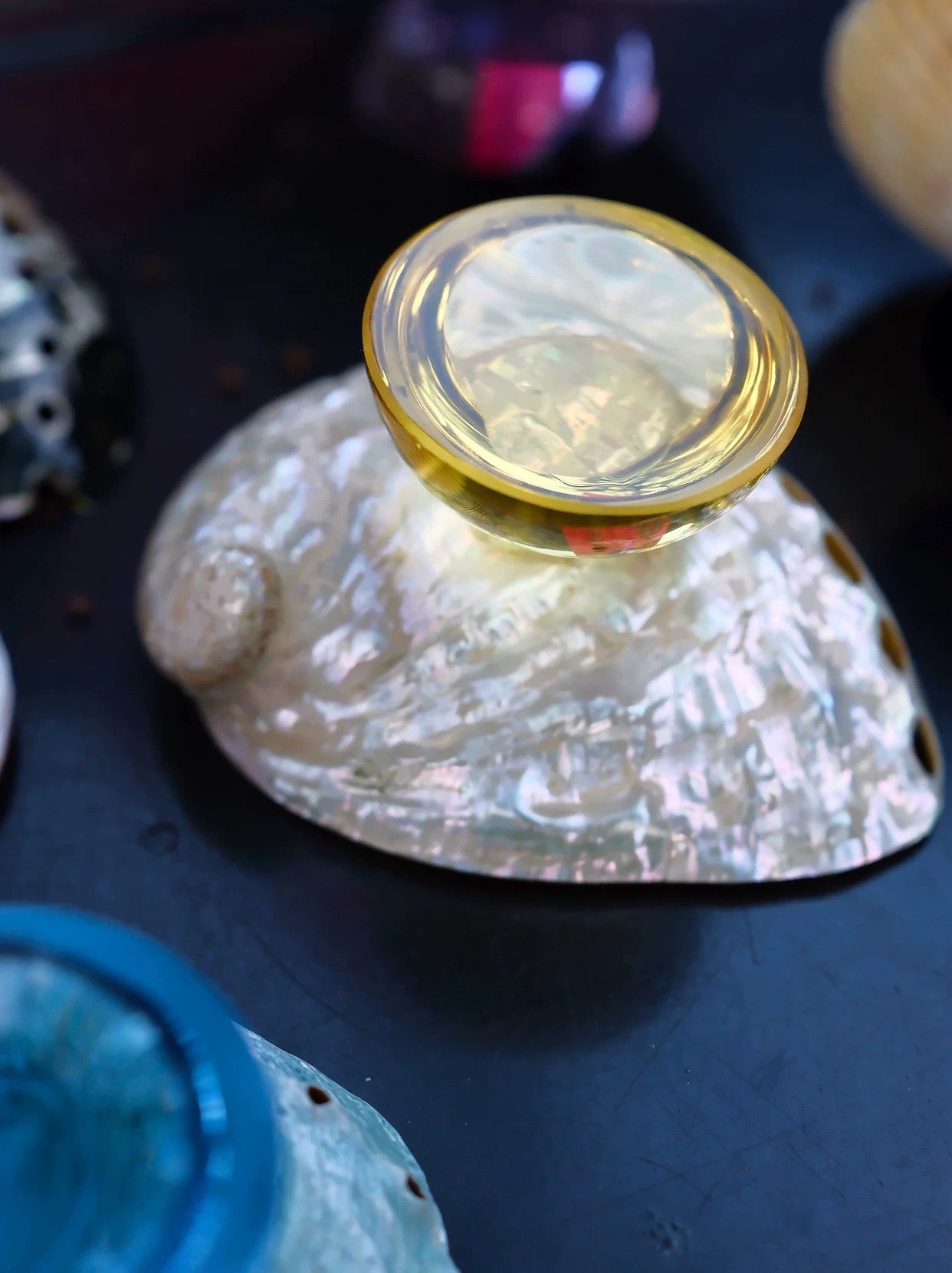 【IN Chaos】天然貝殻カラードガラストレー