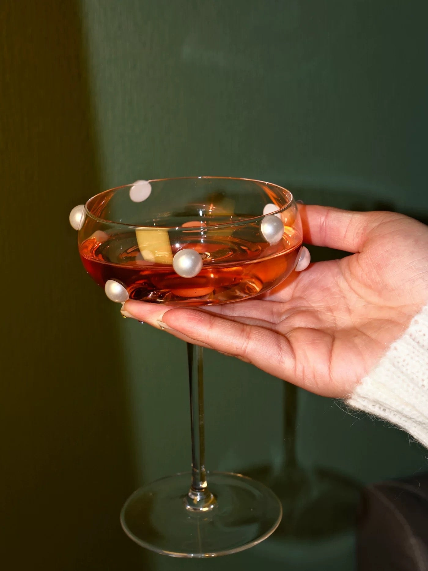 【IN Chaos】パール貼り付け高脚グラス