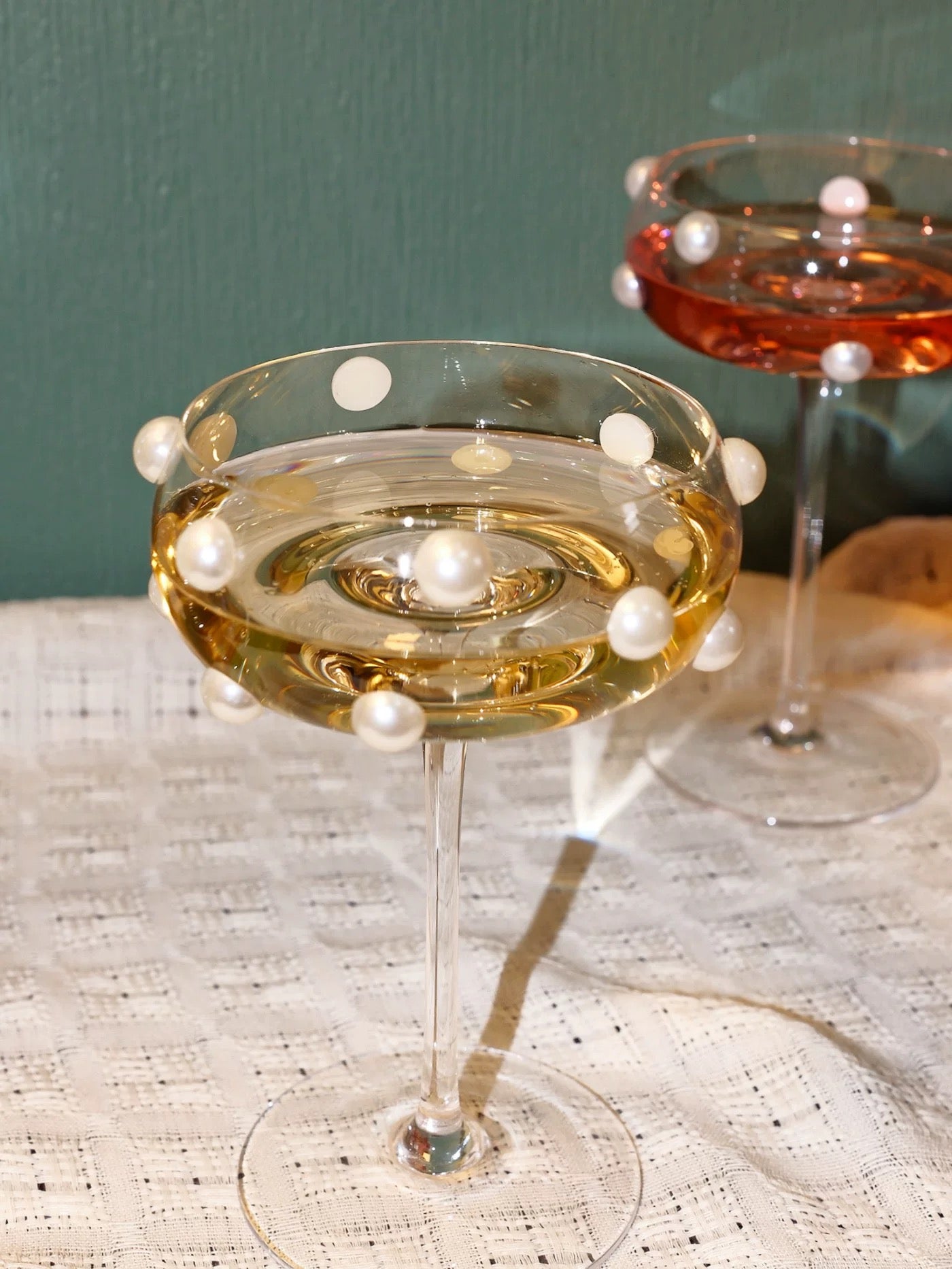 【IN Chaos】パール貼り付け高脚グラス