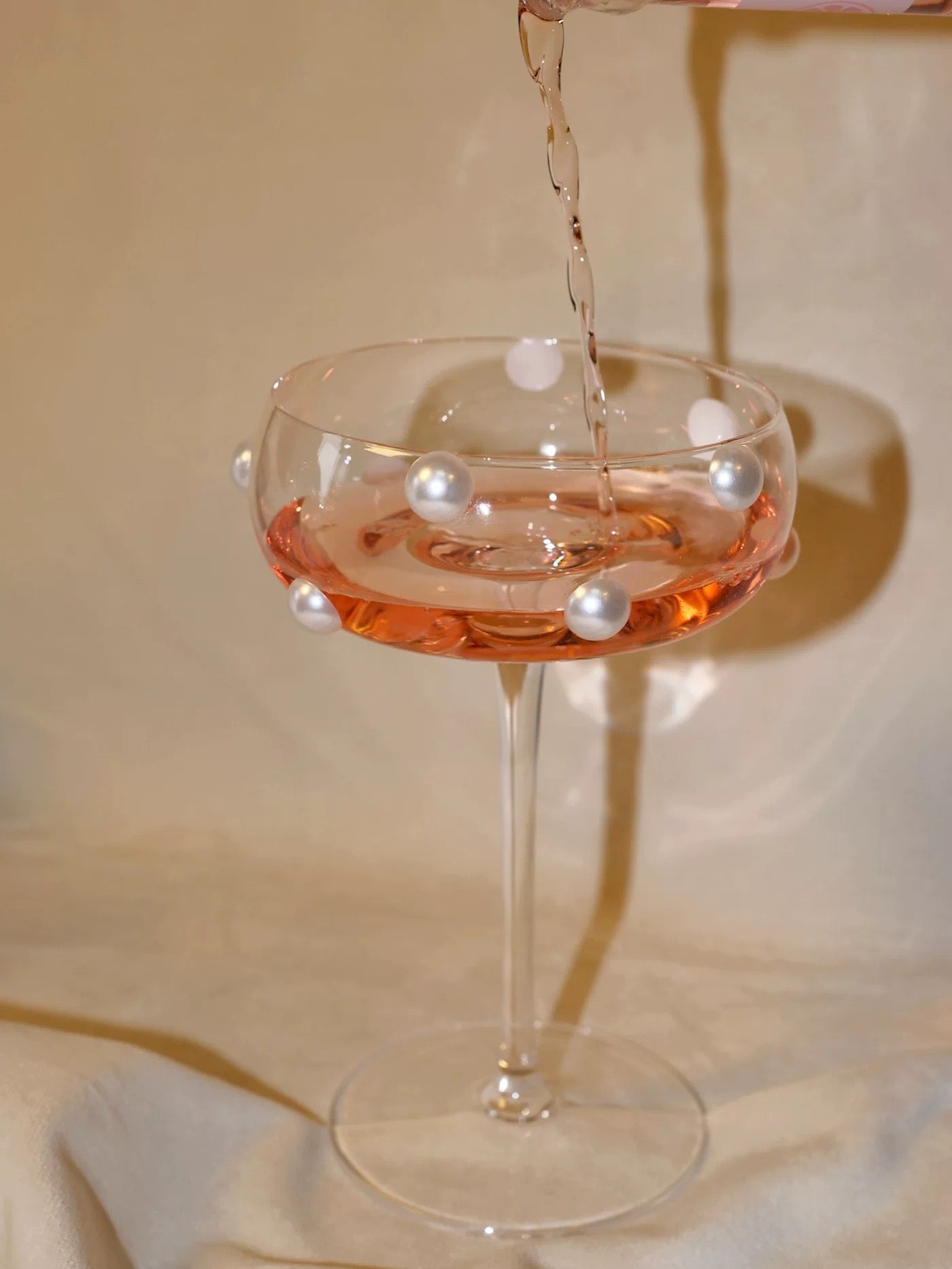 【IN Chaos】パール貼り付け高脚グラス