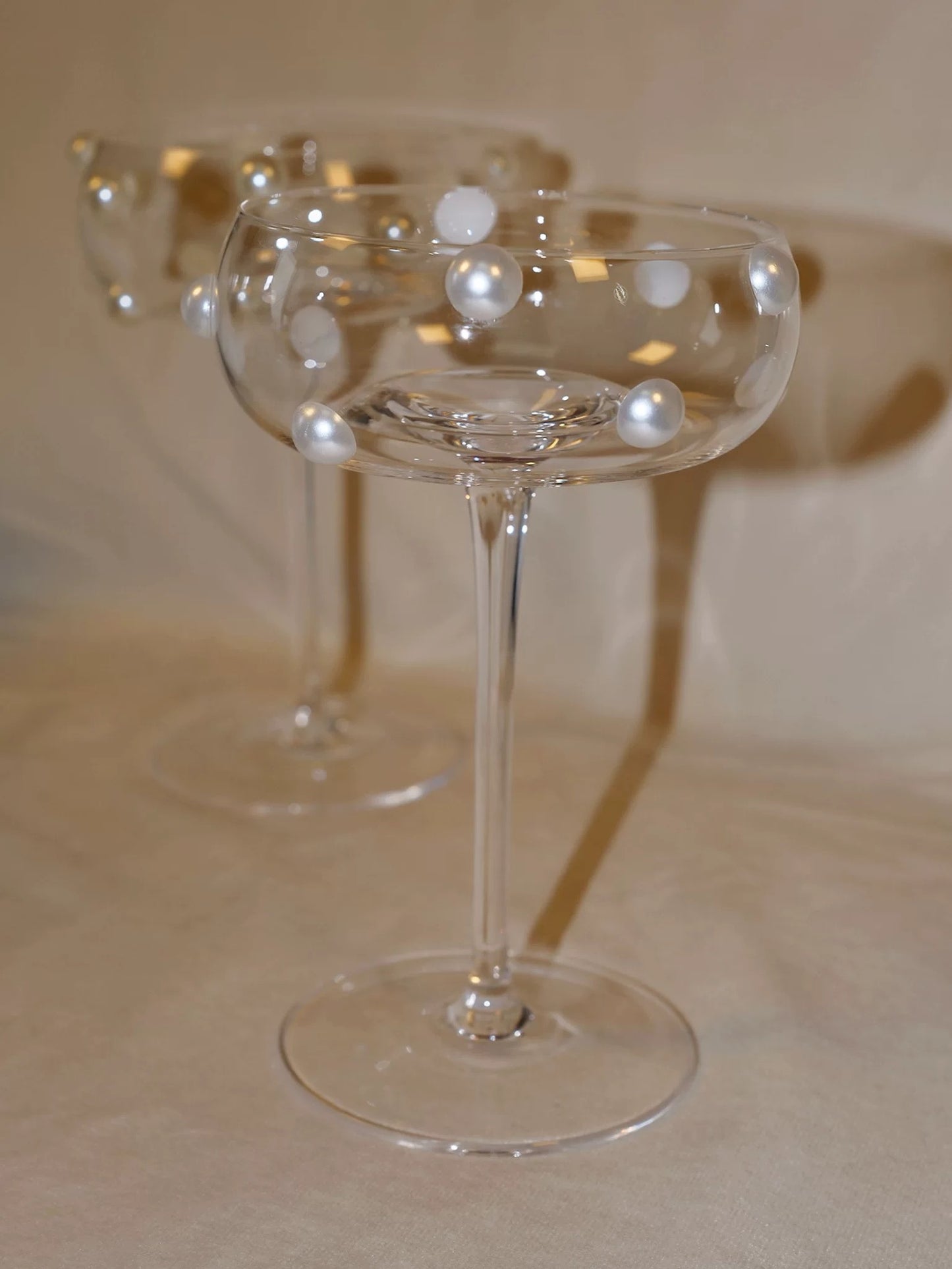 【IN Chaos】パール貼り付け高脚グラス