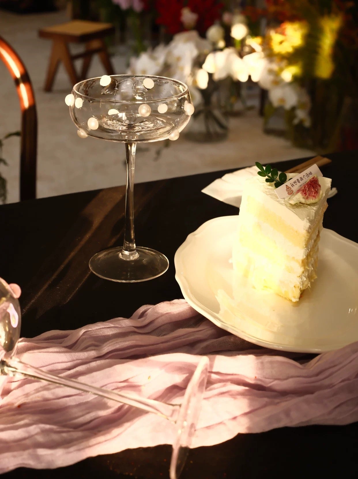 【IN Chaos】パール貼り付け高脚グラス