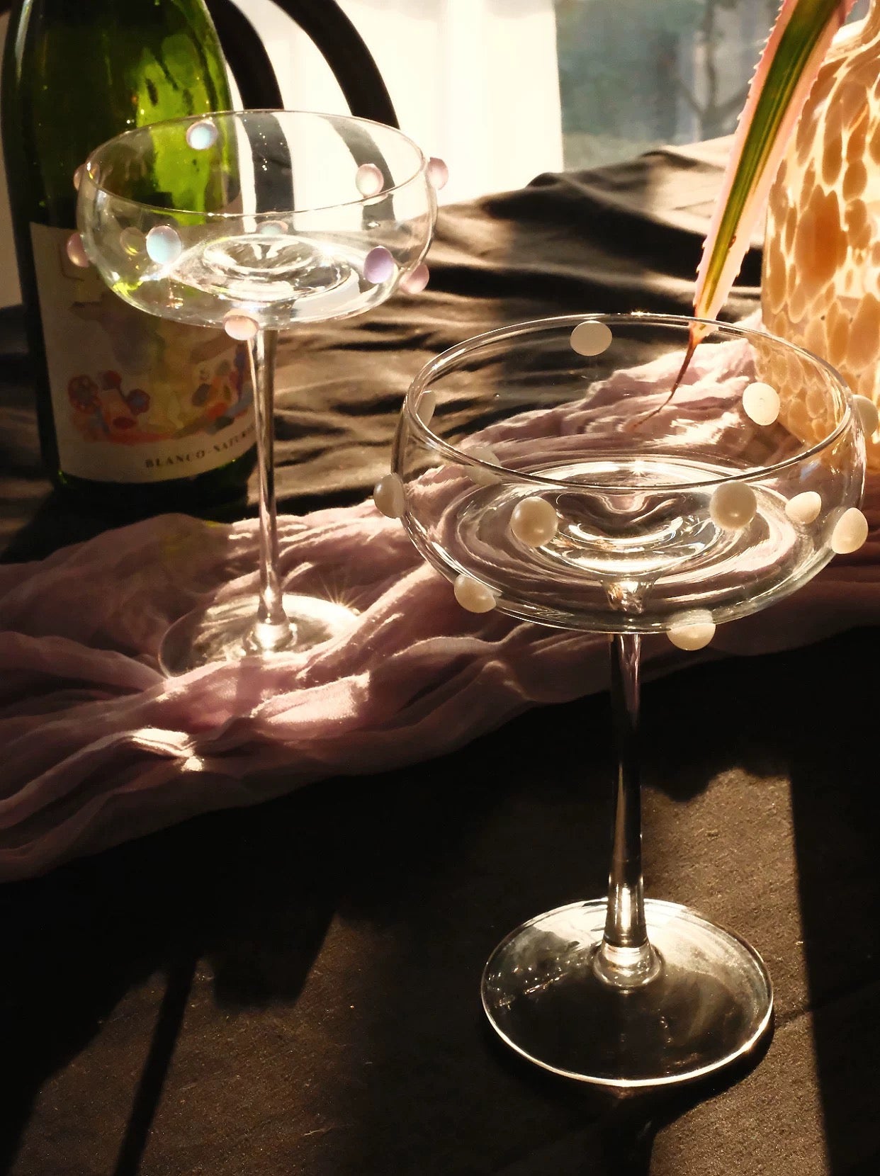 【IN Chaos】パール貼り付け高脚グラス