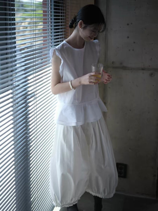 <sannai nut> Fitted Flutter Sleeve Top
