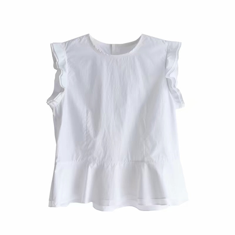 <sannai nut> Fitted Flutter Sleeve Top