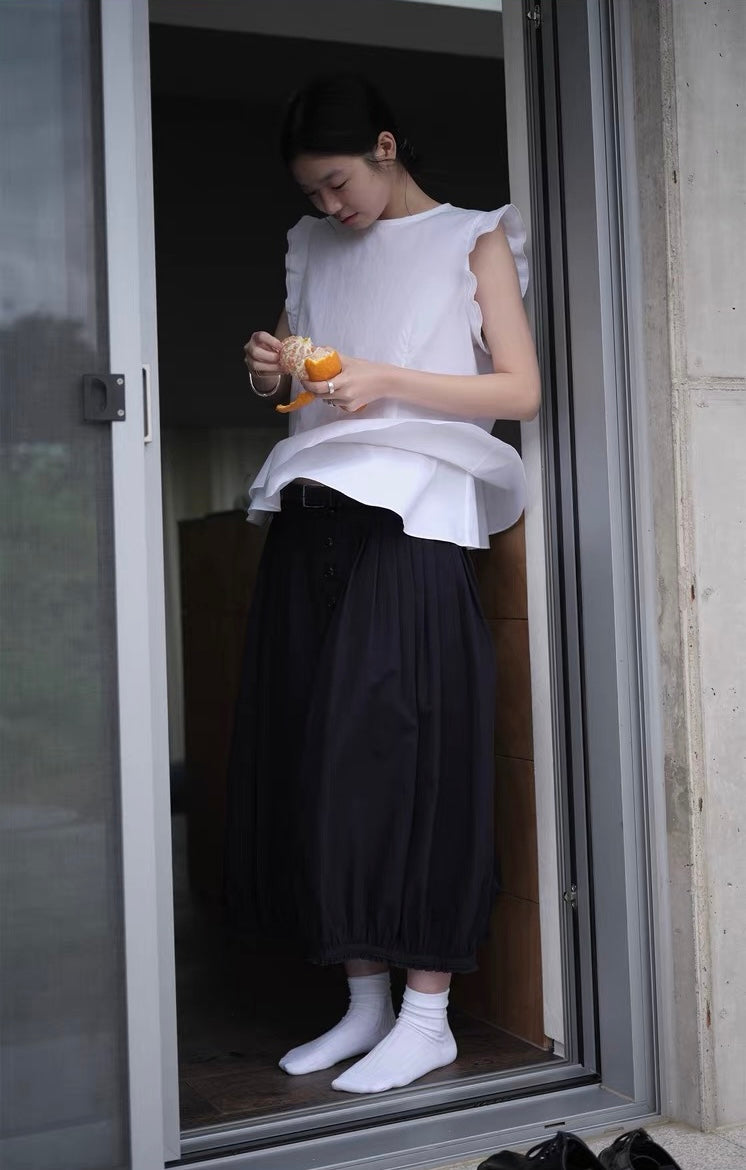 <sannai nut> Fitted Flutter Sleeve Top