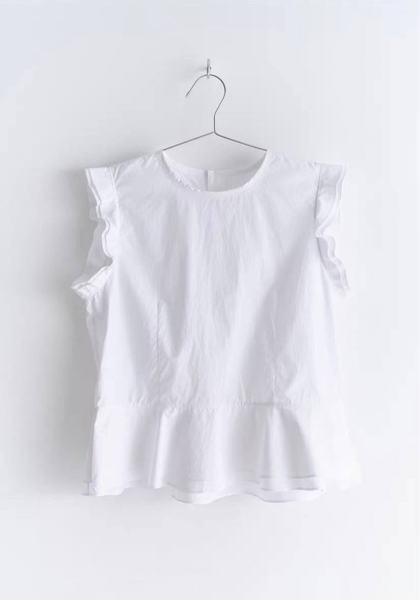 <sannai nut> Fitted Flutter Sleeve Top