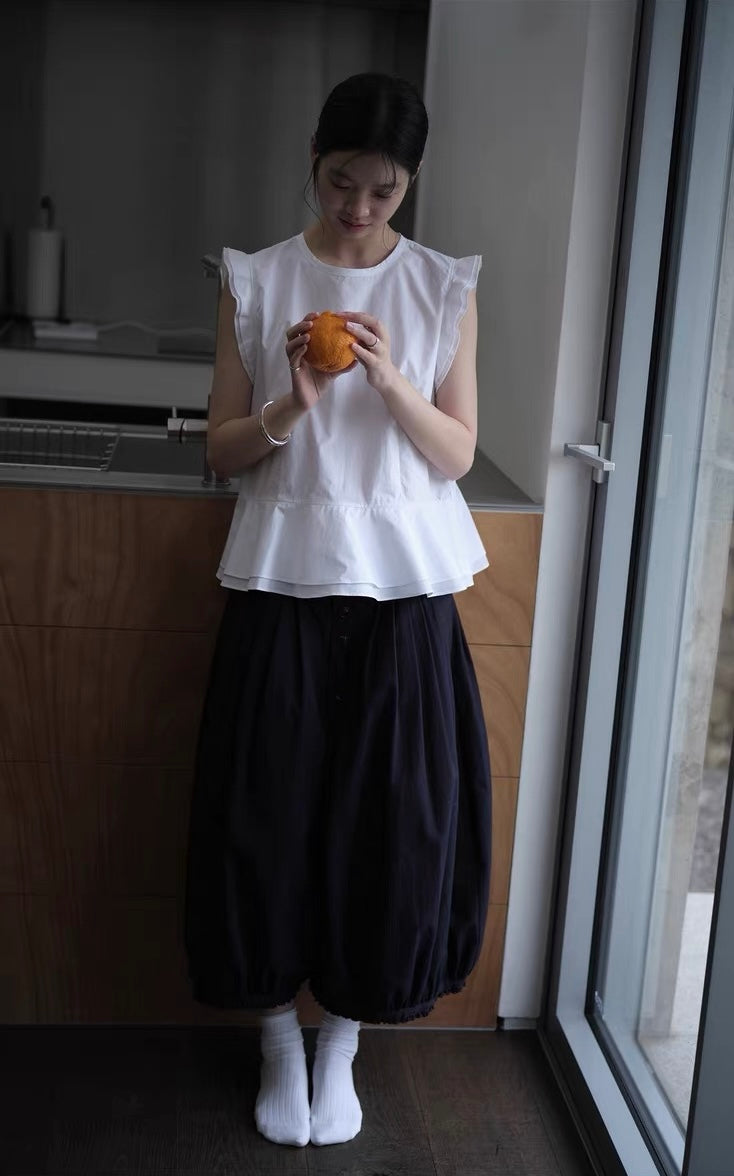 <sannai nut> Fitted Flutter Sleeve Top