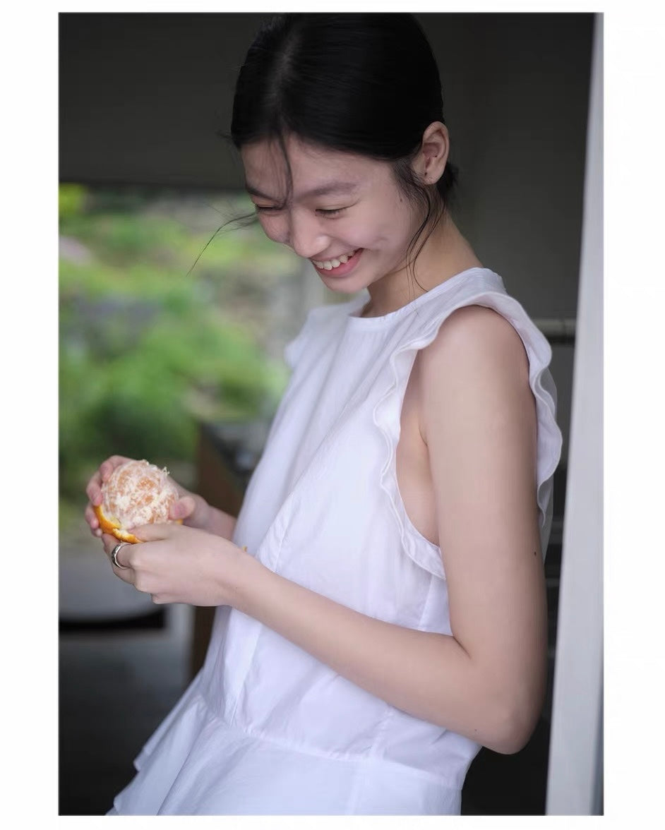 <sannai nut> Fitted Flutter Sleeve Top