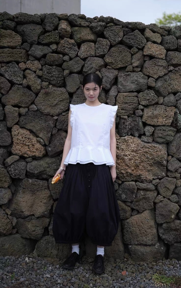 <sannai nut> Fitted Flutter Sleeve Top