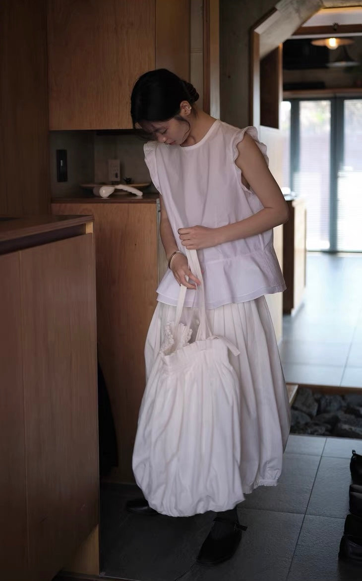 <sannai nut> Fitted Flutter Sleeve Top