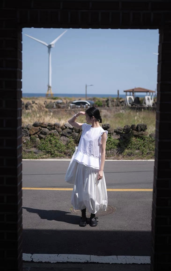 <sannai nut> Fitted Flutter Sleeve Top