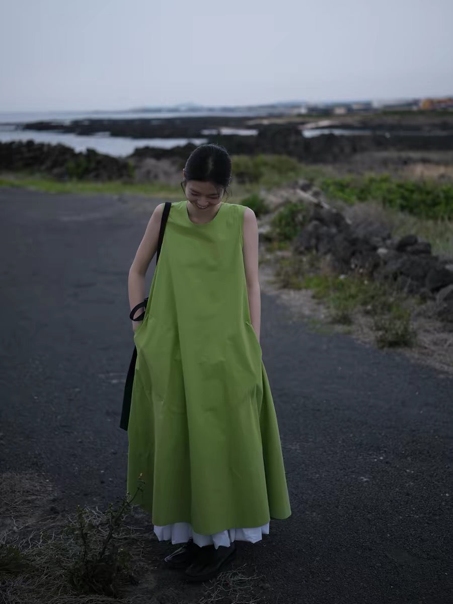 <sannai nut> Green Tank Dress