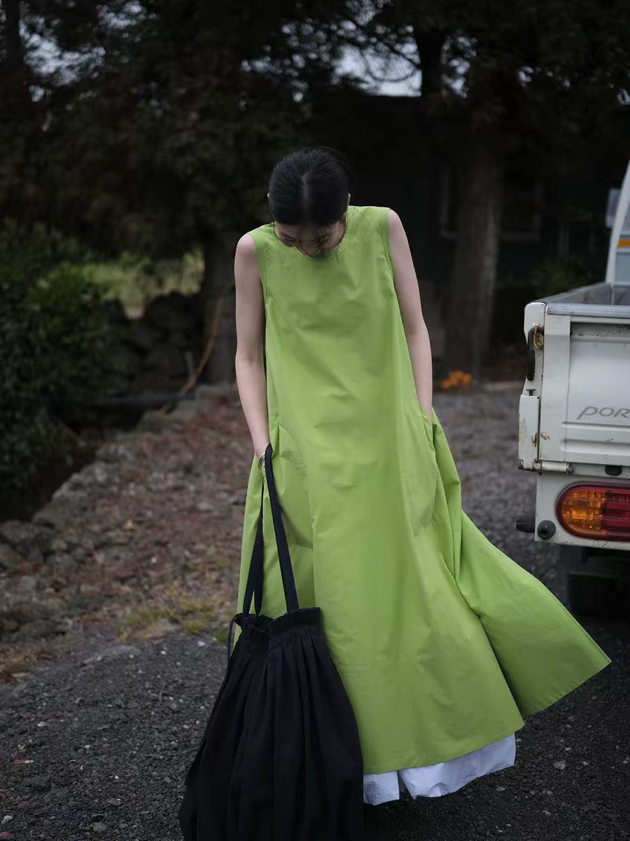 <sannai nut> Green Tank Dress