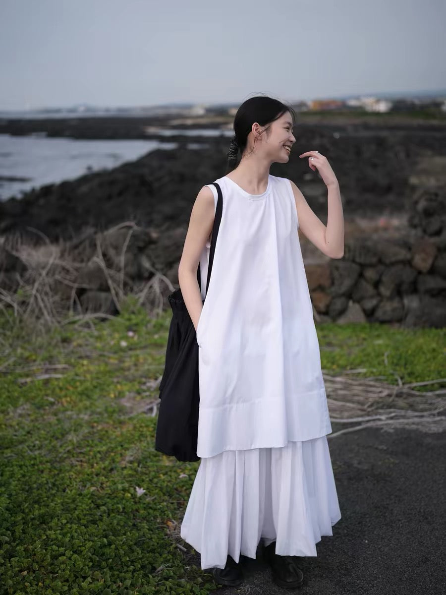 <sannai nut> Crew Neck Sleeveless Dress