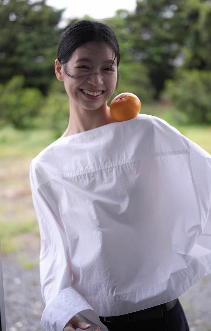 <sannai nut> Boat Neck Long-Sleeve Shirt