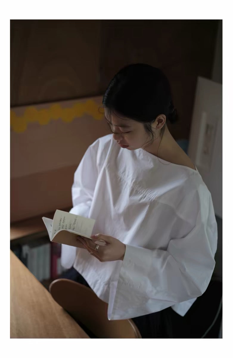 <sannai nut> Boat Neck Long-Sleeve Shirt