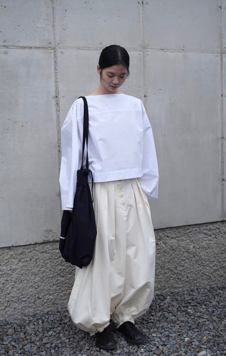 <sannai nut> Boat Neck Long-Sleeve Shirt