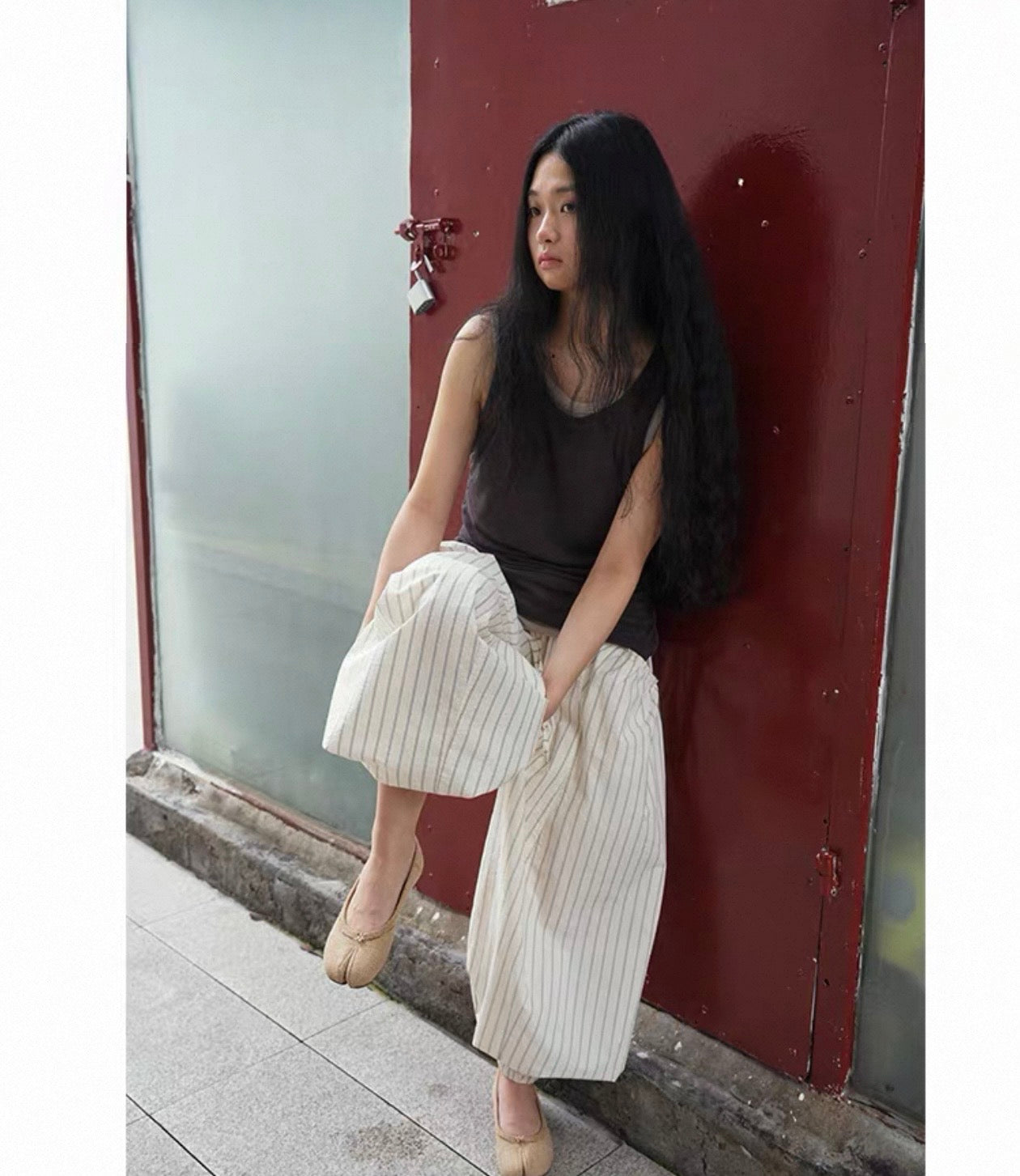 <Another i.> Striped Wide-Leg Pants