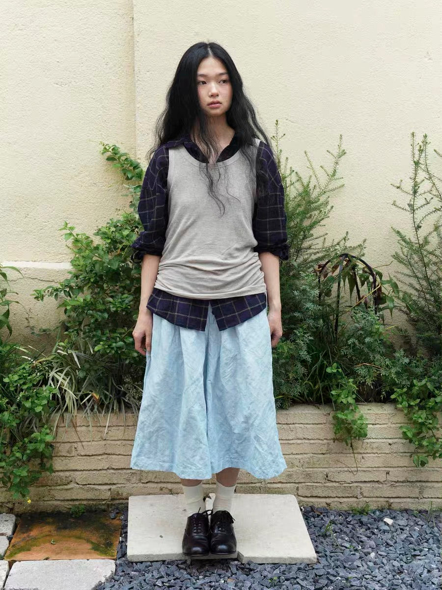 <Another i.> Pleated Wide-Leg Cropped Pants
