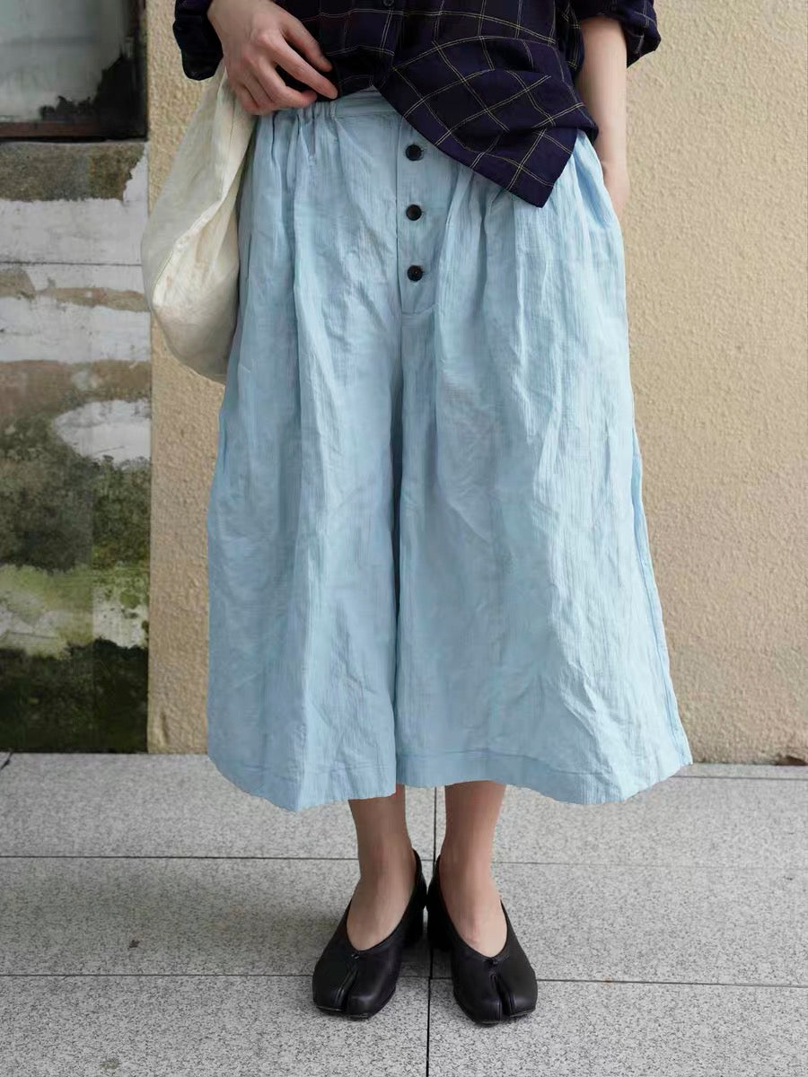 <Another i.> Pleated Wide-Leg Cropped Pants