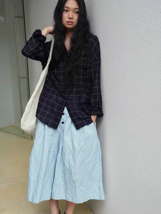 <Another i.> Pleated Wide-Leg Cropped Pants