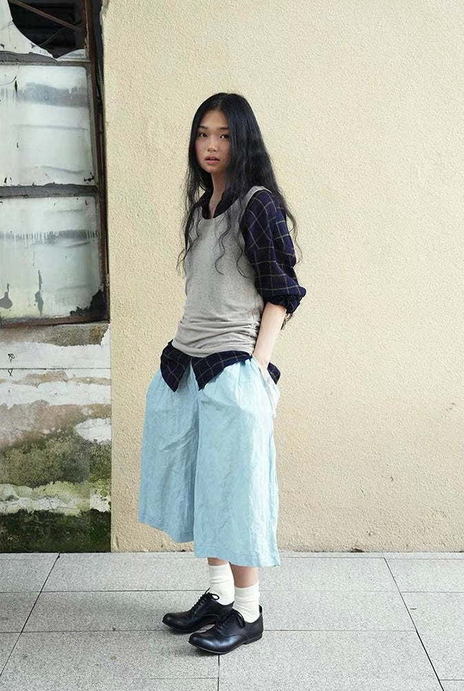 <Another i.> Pleated Wide-Leg Cropped Pants