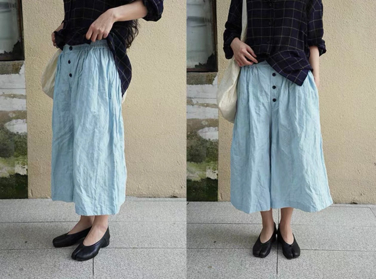 <Another i.> Pleated Wide-Leg Cropped Pants