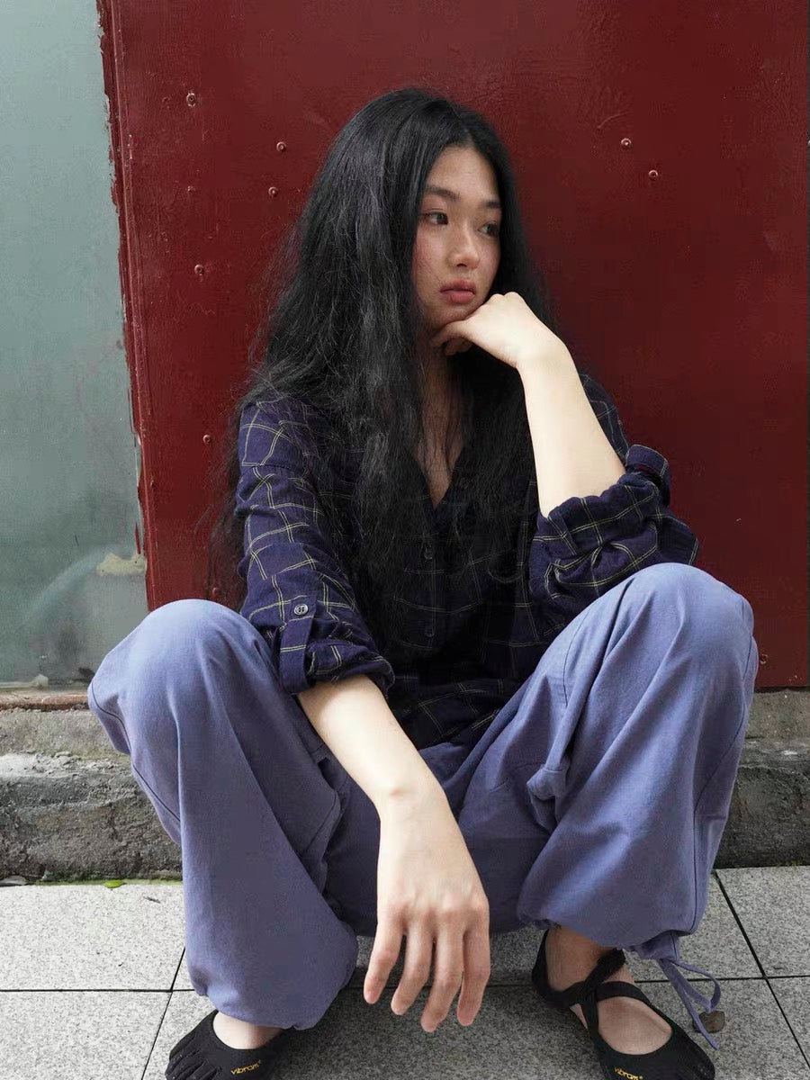 <Another i.> Lightweight Cotton-Linen Plaid Shirt