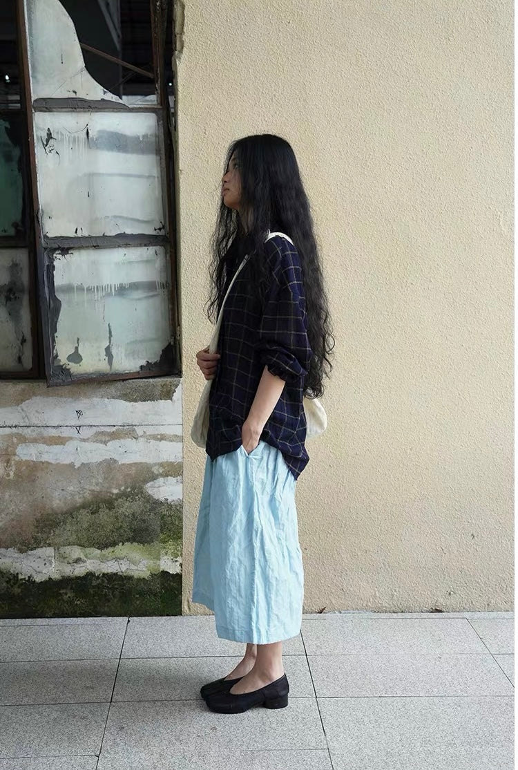 <Another i.> Lightweight Cotton-Linen Plaid Shirt