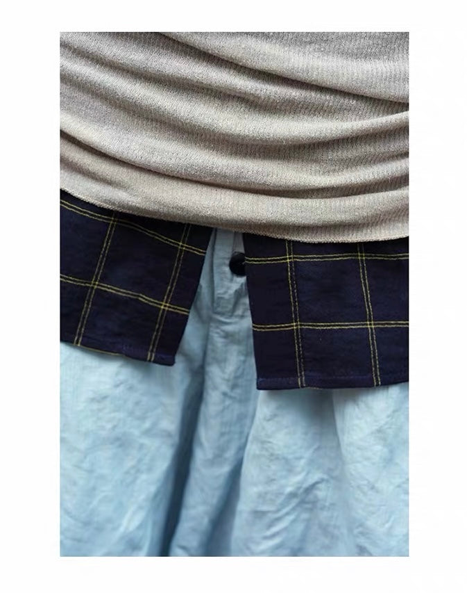 <Another i.> Lightweight Cotton-Linen Plaid Shirt
