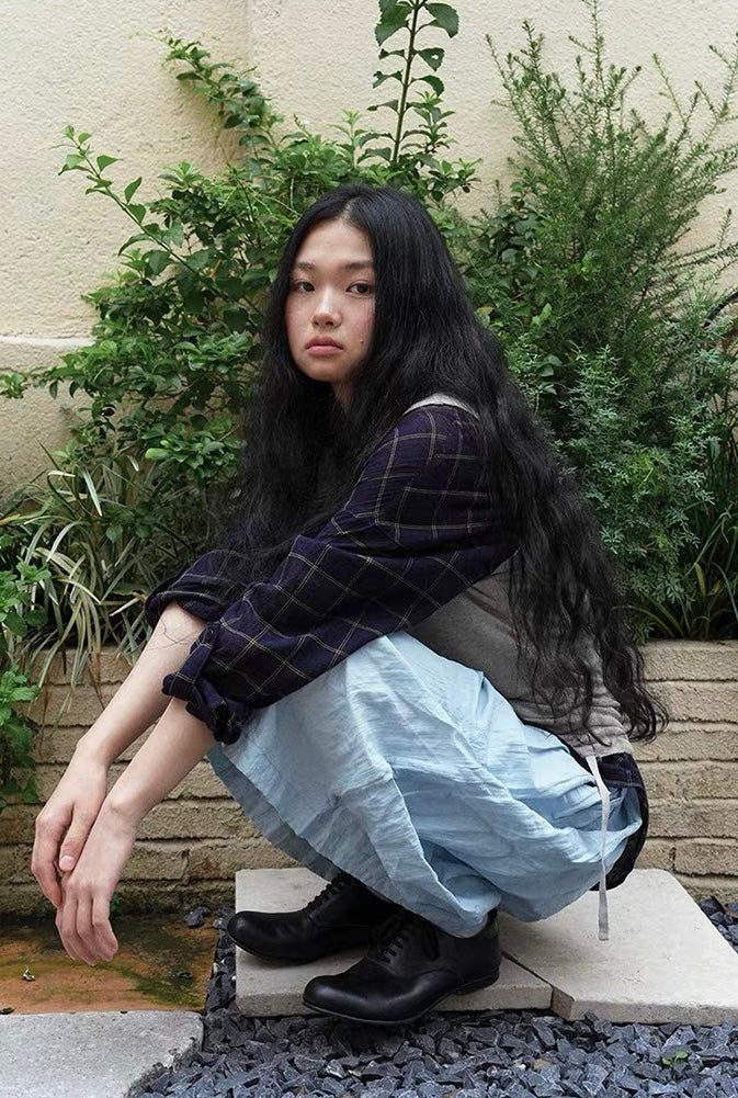 <Another i.> Lightweight Cotton-Linen Plaid Shirt