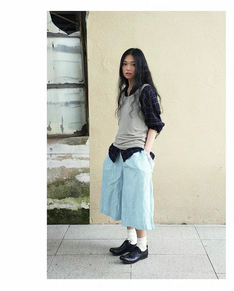 <Another i.> Lightweight Cotton-Linen Plaid Shirt