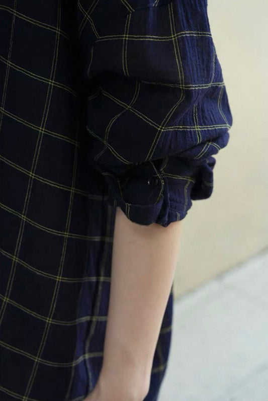 <Another i.> Lightweight Cotton-Linen Plaid Shirt