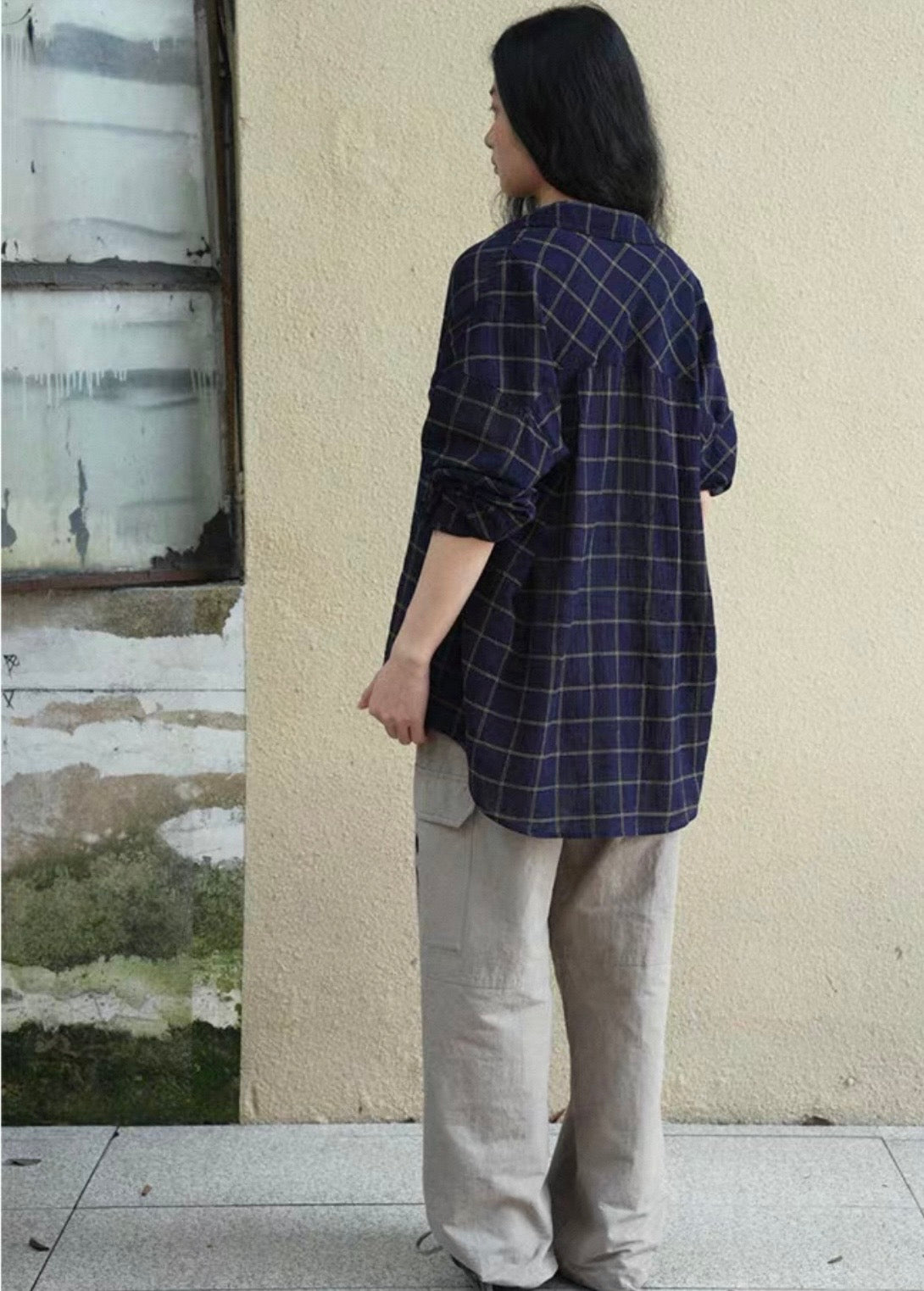 <Another i.> Lightweight Cotton-Linen Plaid Shirt