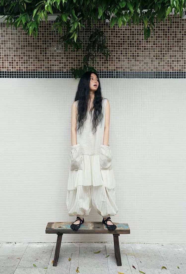 <Another i.> Ramie Sleeveless Dress with Scarf
