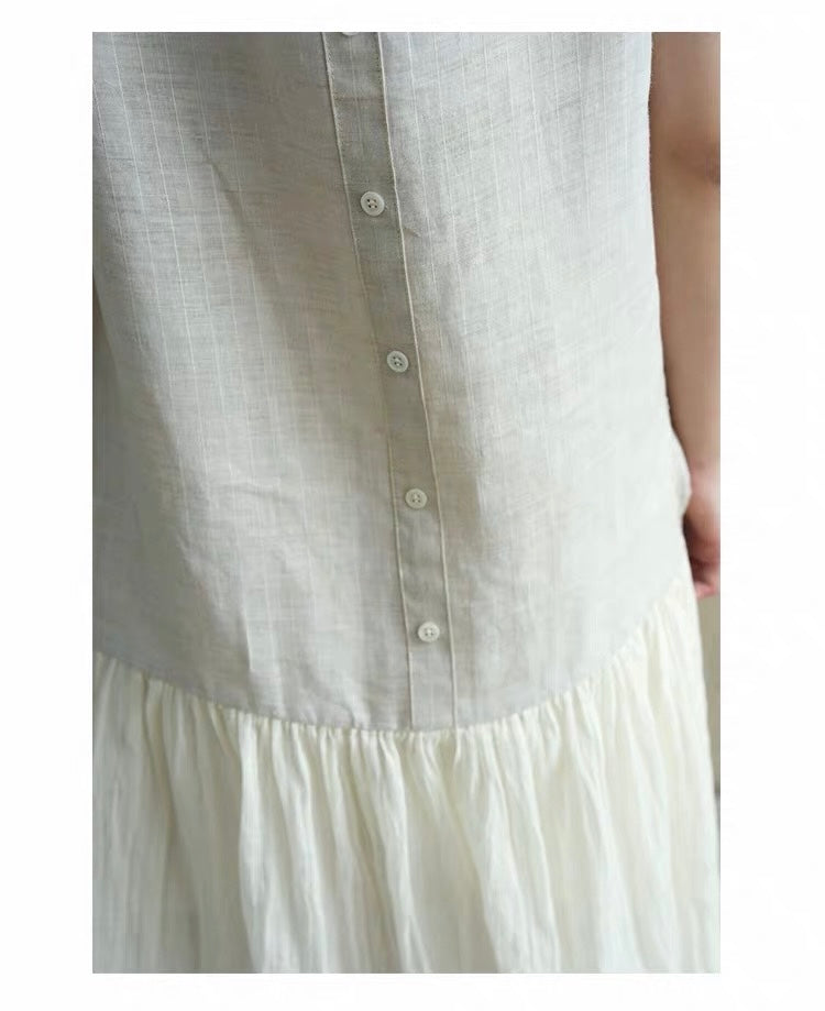 <Another i.> Ramie Sleeveless Dress with Scarf
